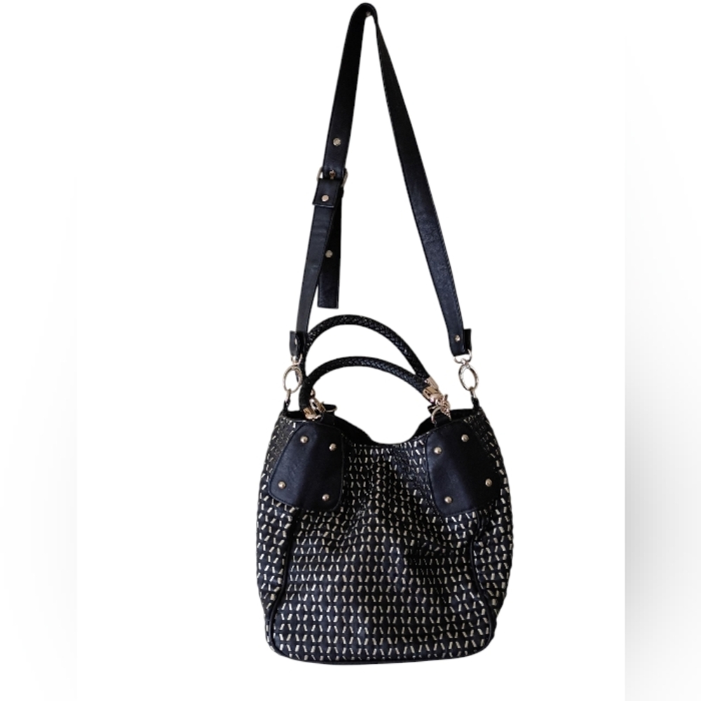 Big Buddha Black Patterned Shoulder Bag